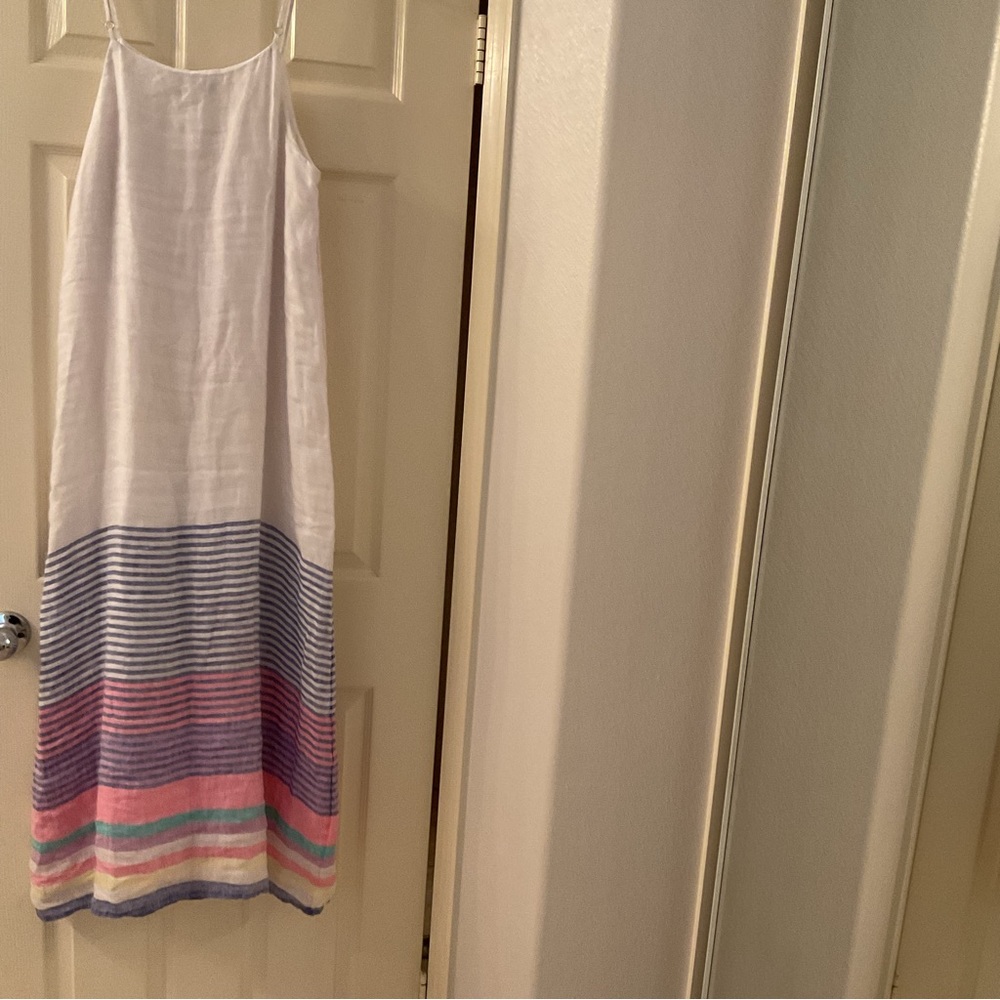 C&C California White and Multicolor Striped Maxi Dress